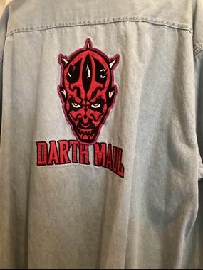 Vintage  Darth Maul Graphic Denim Jacket - Red/Black Patch
